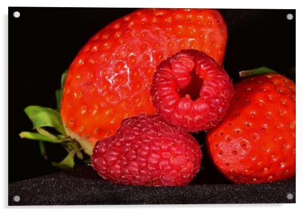Raspberries and Strawberries Acrylic by Reidy's Photos
