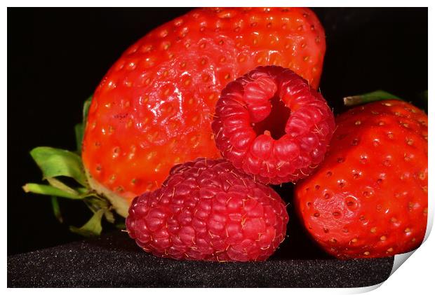 Raspberries and Strawberries Print by Reidy's Photos