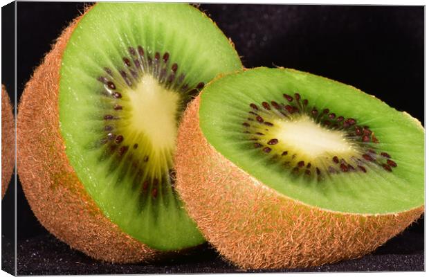 Macro Kiwi Fruit Canvas Print by Reidy's Photos