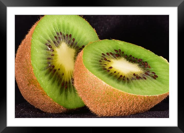 Macro Kiwi Fruit Framed Mounted Print by Reidy's Photos