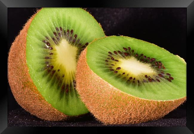 Macro Kiwi Fruit Framed Print by Reidy's Photos