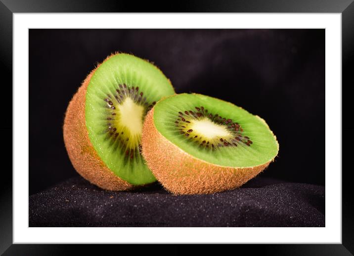 Macro Kiwi Fruit Framed Mounted Print by Reidy's Photos