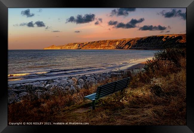 Take a seat at Runswick Bay Framed Print by ROS RIDLEY