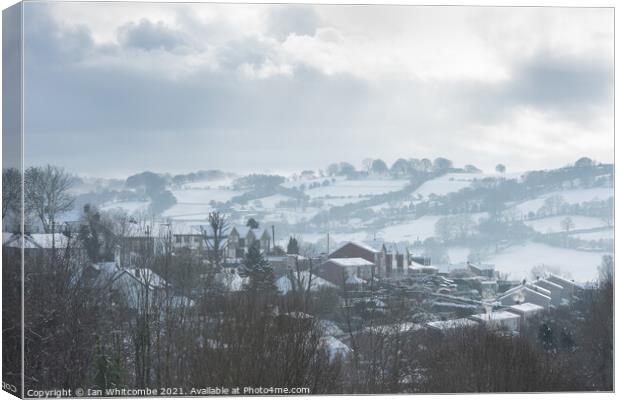 First Snow of the new year arrives in Risca. Canvas Print by Ian Whitcombe