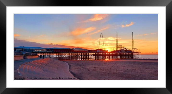South Pier, Blackpool sunset Framed Mounted Print by Michele Davis