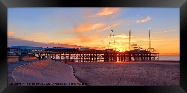 South Pier, Blackpool sunset Framed Print by Michele Davis