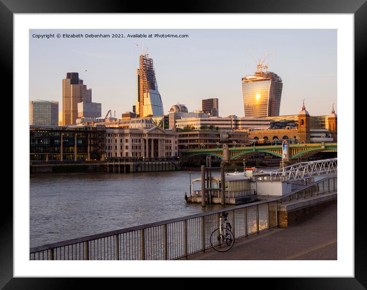 London Skyline from the South Bank Framed Mounted Print by Elizabeth Debenham