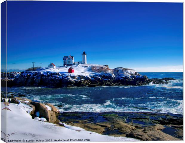 Nubble Lighthouse -Winter 2015 Canvas Print by Steven Ralser