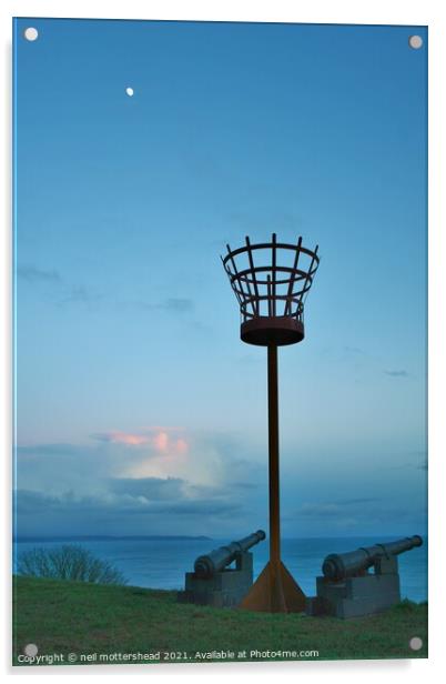Keeping Watch Over Looe Bay. Acrylic by Neil Mottershead