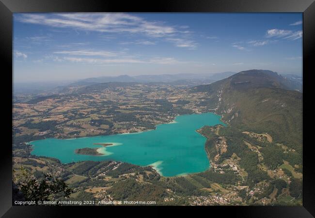 Lac d'Aiguebelette, France Framed Print by Simon Armstrong