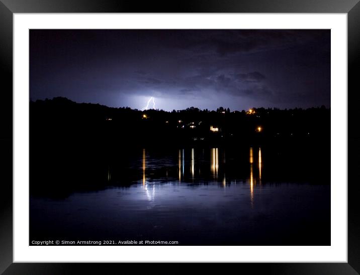 Lightning storm  Framed Mounted Print by Simon Armstrong