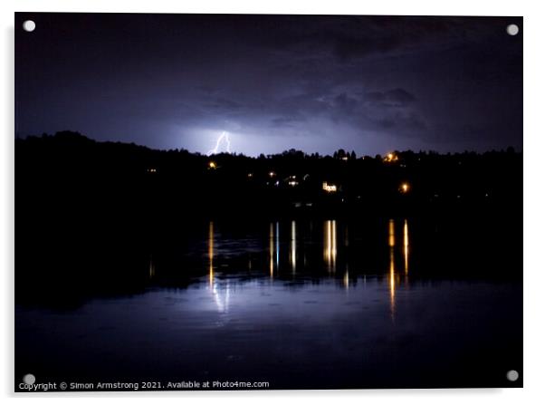 Lightning storm  Acrylic by Simon Armstrong