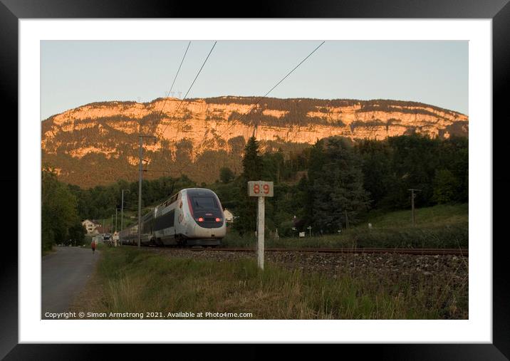 TGV train in the French Alps Framed Mounted Print by Simon Armstrong