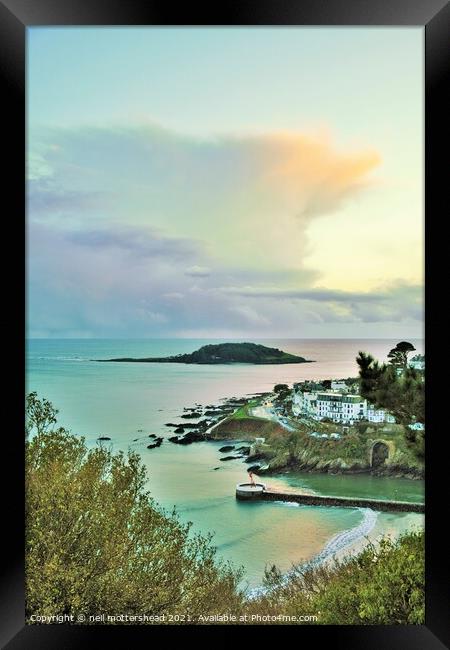 Looe Island & The Banjo Pier. Framed Print by Neil Mottershead