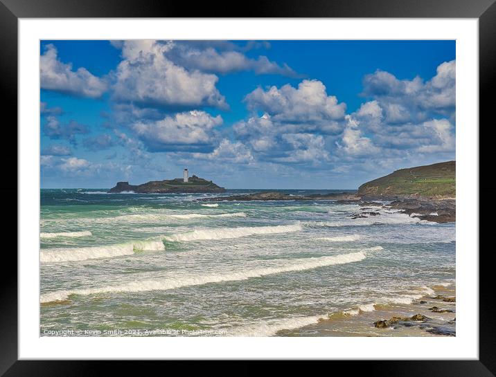 Godrevy Lighthouse from Hayle beach Framed Mounted Print by Kevin Smith