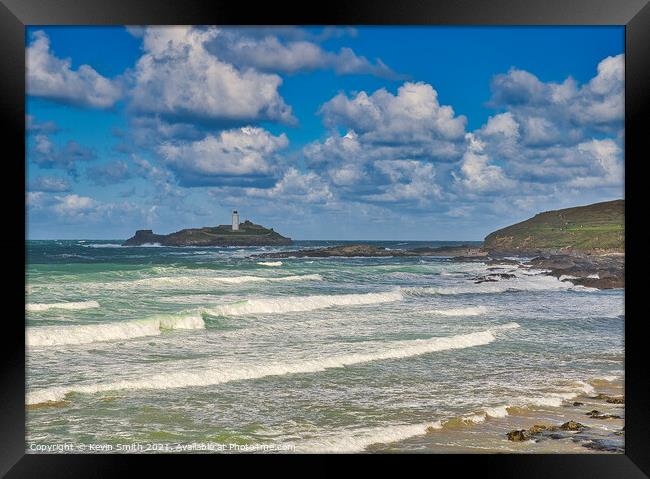 Godrevy Lighthouse from Hayle beach Framed Print by Kevin Smith