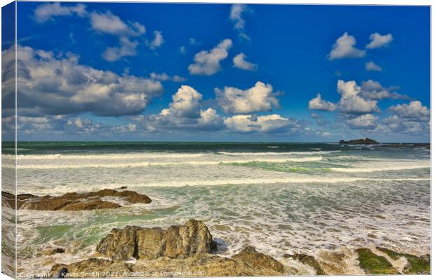 Godrevy Lighthouse and Hayle Beach Canvas Print by Kevin Smith