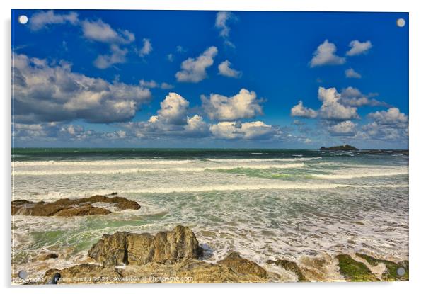 Godrevy Lighthouse and Hayle Beach Acrylic by Kevin Smith