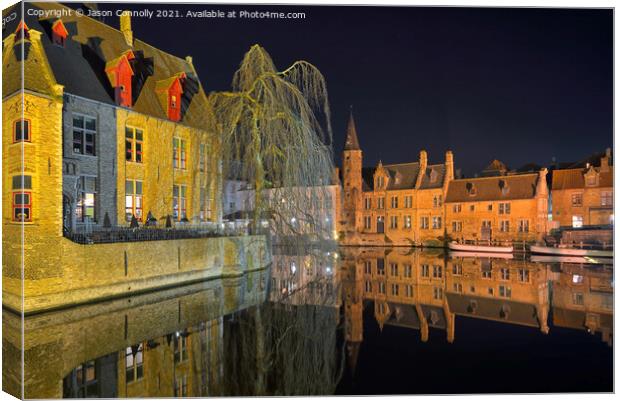 Bruges By Night. Canvas Print by Jason Connolly