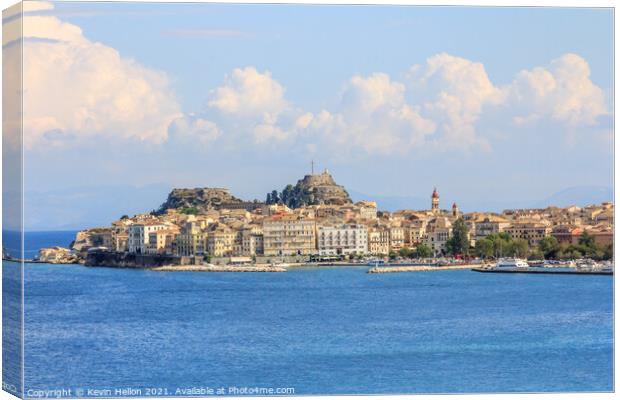 View of Corfu Town  Canvas Print by Kevin Hellon