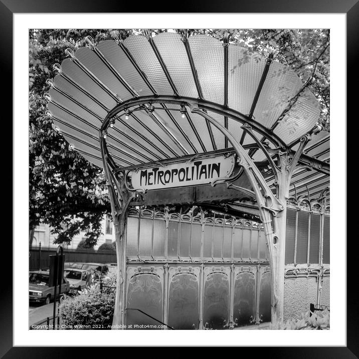 Entrance canopy of a Metro station Paris Framed Mounted Print by Chris Warren