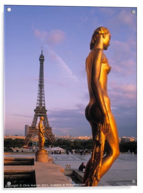 Eiffel Tower & Chaillot Palace Statues Paris Acrylic by Chris Warren