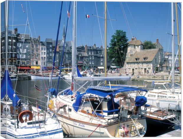 Boats moored at Honfleur Normandy France Canvas Print by Chris Warren