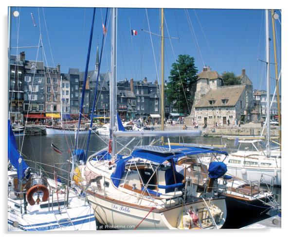 Boats moored at Honfleur Normandy France Acrylic by Chris Warren