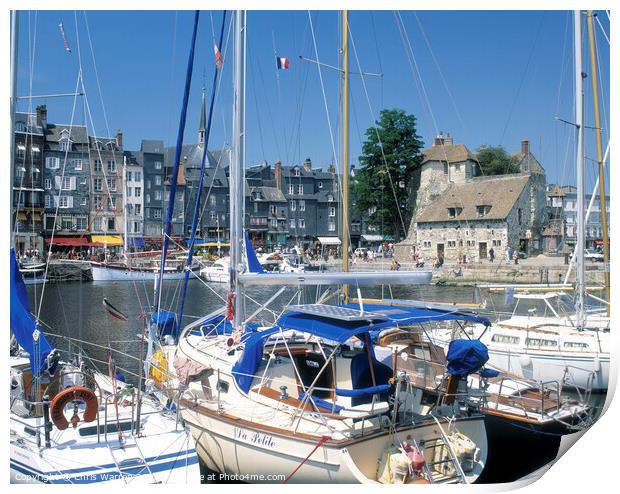 Boats moored at Honfleur Normandy France Print by Chris Warren