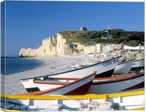 Colourful boats at Etretat France Canvas Print by Chris Warren