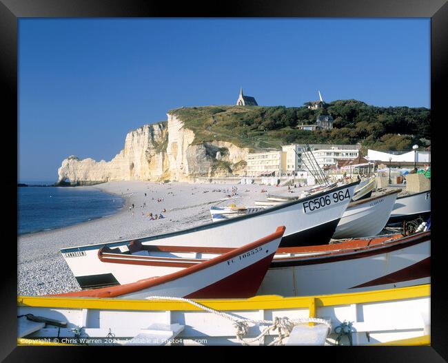 Colourful boats at Etretat France Framed Print by Chris Warren