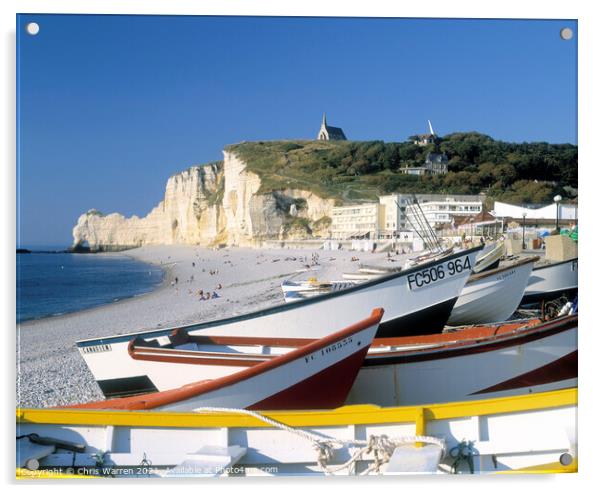 Colourful boats at Etretat France Acrylic by Chris Warren