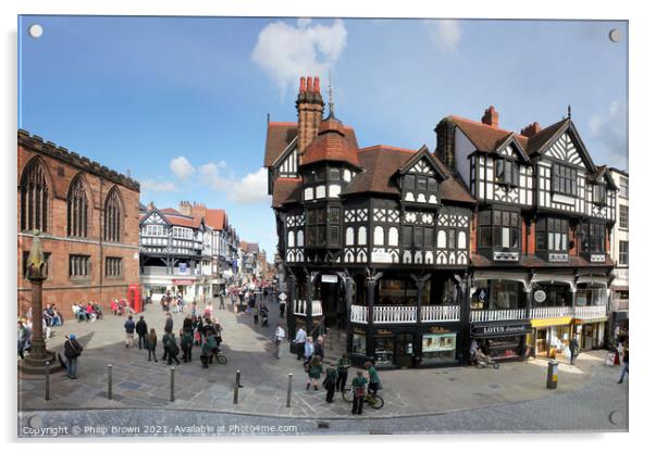 Medieval Chester, showing the unique Rows Acrylic by Philip Brown