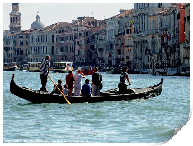 Taking the Gondola taxi across the Grand Canal Print by Charles Kelly