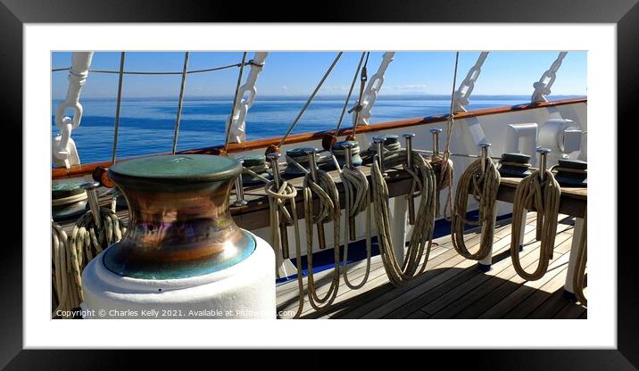 Capstan and Sheets on Royal Clipper Framed Mounted Print by Charles Kelly