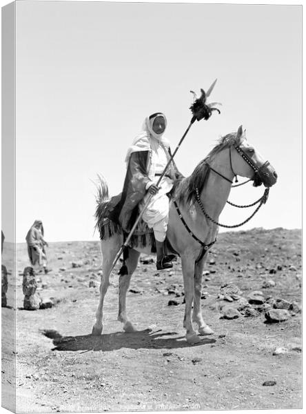 Bedouin man mounted on horse, Egypt, 1898 Canvas Print by Philip Brown