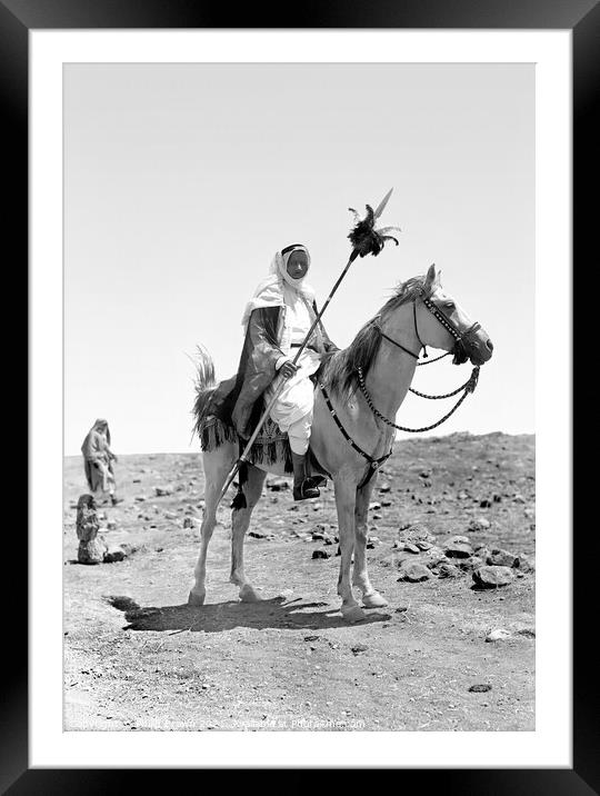 Bedouin man mounted on horse, Egypt, 1898 Framed Mounted Print by Philip Brown