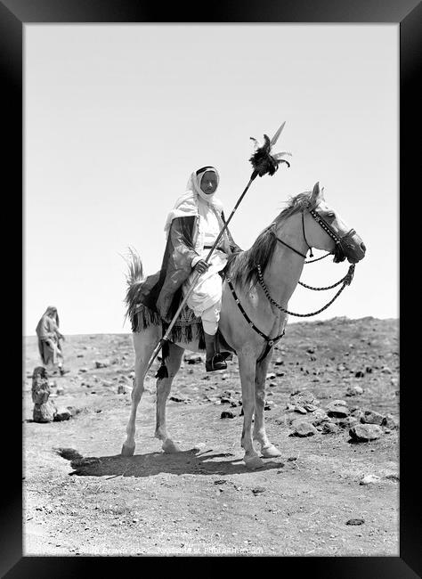 Bedouin man mounted on horse, Egypt, 1898 Framed Print by Philip Brown