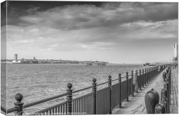 River Mersey from an old quayside Canvas Print by Phil Longfoot
