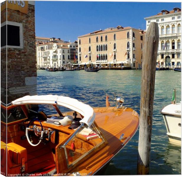 Beautiful Motor Launch at the Grand Canal, Venice Canvas Print by Charles Kelly