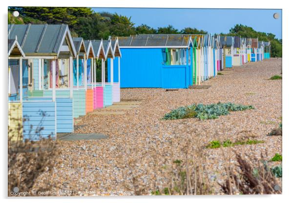 Beach Huts in Rustington Acrylic by Geoff Smith