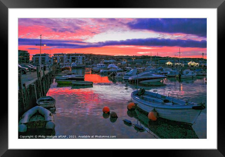 West Bay Harbour Sunset Framed Mounted Print by Philip Hodges aFIAP ,