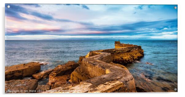 St Monans Breakwater Acrylic by Jim Monk