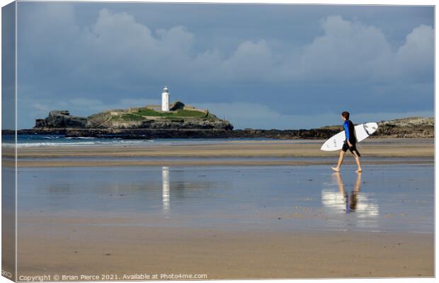 Surfer at Godrevy Canvas Print by Brian Pierce