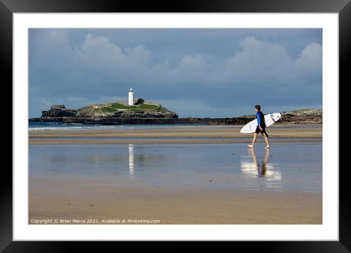 Surfer at Godrevy Framed Mounted Print by Brian Pierce