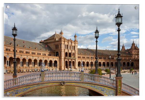 Canal Bridge and Pavilion at Plaza de Espana in Seville Acrylic by Artur Bogacki