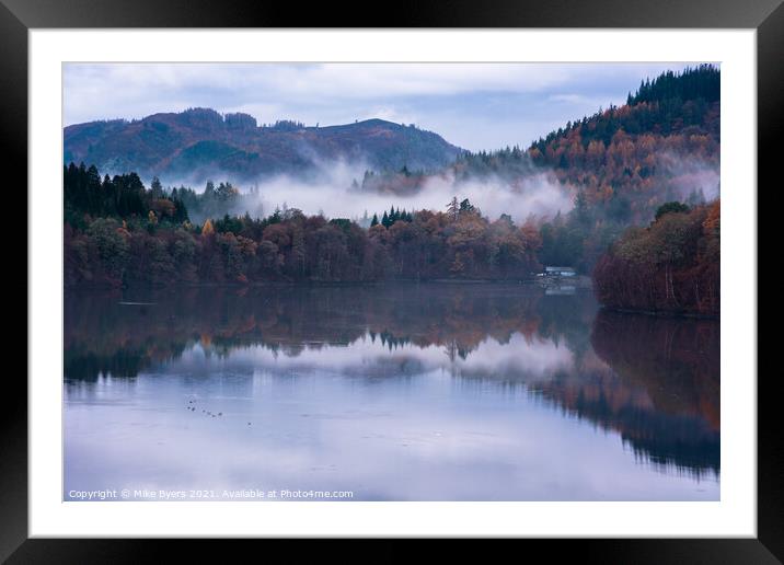 Enchanting: A Cabin in the Mist Framed Mounted Print by Mike Byers