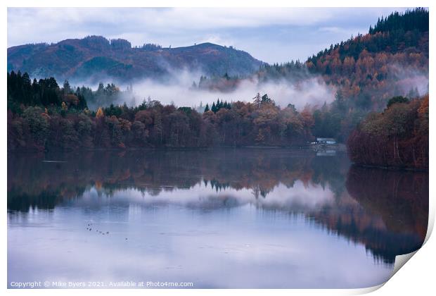 Enchanting: A Cabin in the Mist Print by Mike Byers