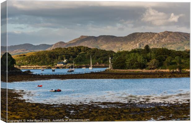 The Bay at Badachro, Scottish Highlands Canvas Print by Mike Byers