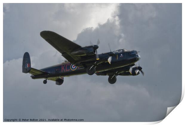 Lancaster Bomber PA474. Battle of Britain Memorial Flight.  Print by Peter Bolton